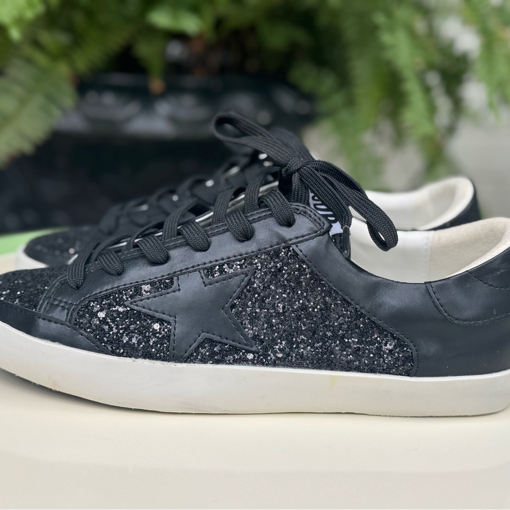 NWOT Limited Edition Golden Goose Black Nappa Superstar Glitter Star Shoes SZ 40 - Picture 7 of 16